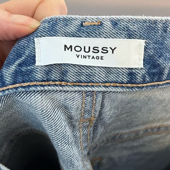 MOUSSY VINTAGE Lewton Rigid Denim button fly distressed tapered jeans size 25 - Picture 6 of 9